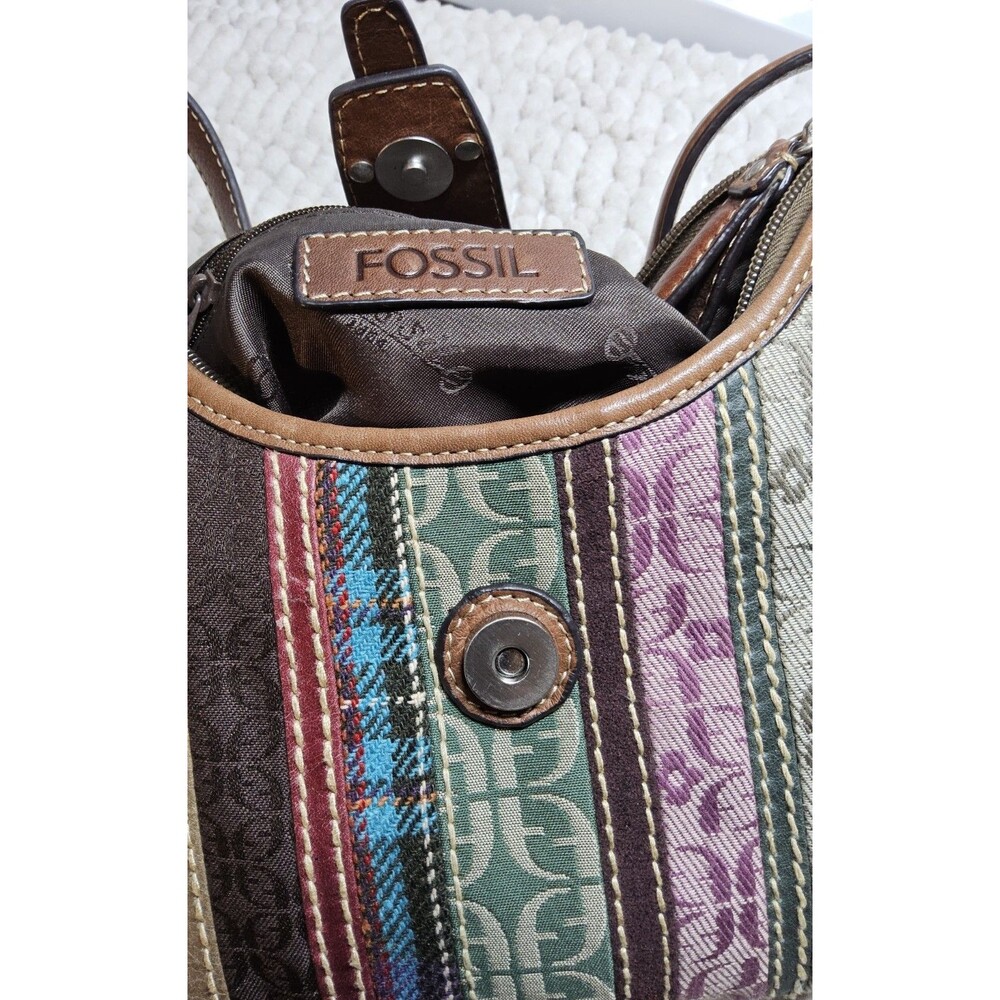 Preloved Fossil Patchwork Striped Shoulder Bag Pu… - image 14